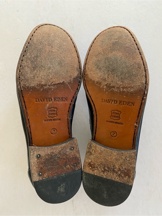 David Eden Black Fine Lizard Embossed Handmade Horsebit Loafers Size 7 Men’s main image 4